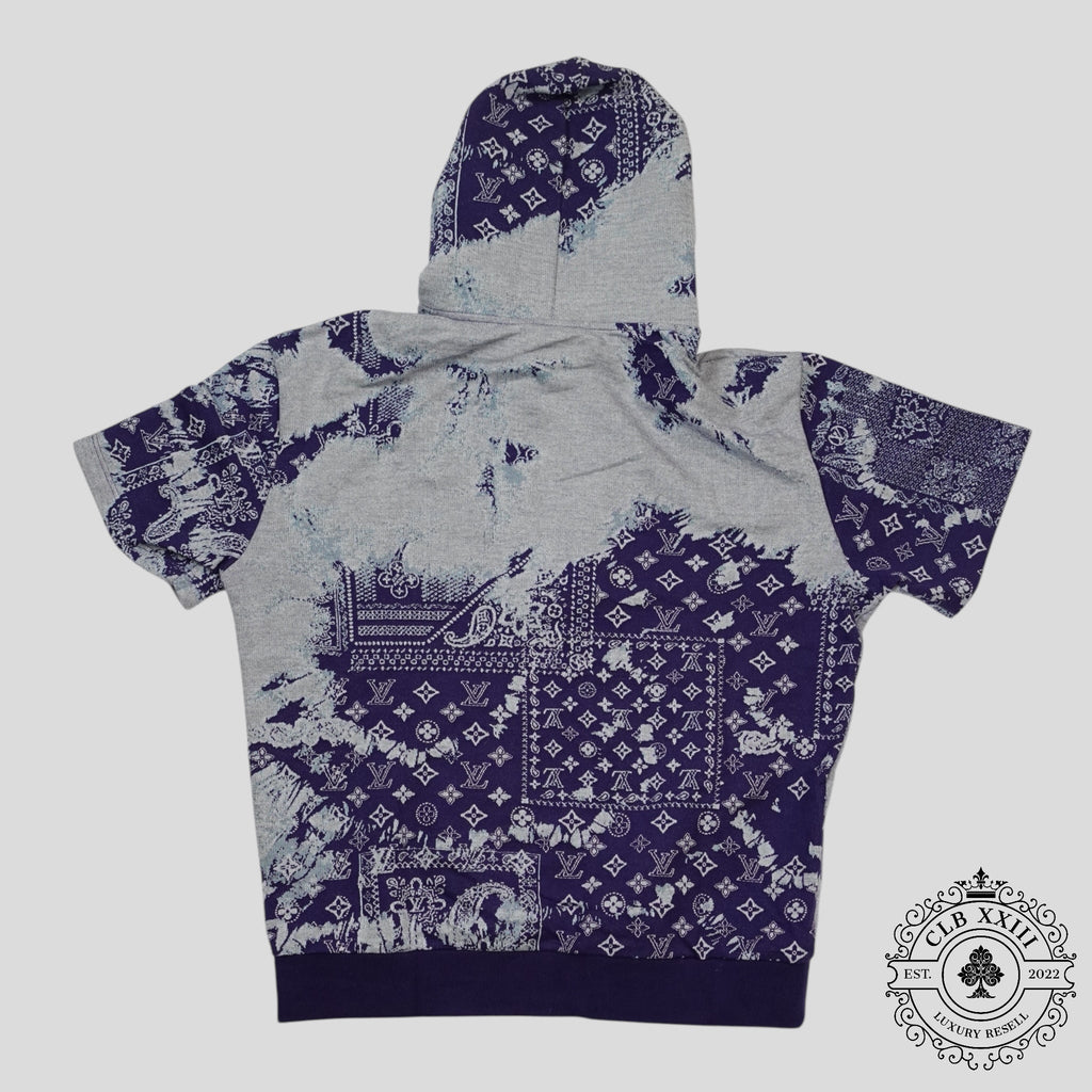 Louis Vuitton - Sweat à capuche à manches courtes Monogram Bandana bleu