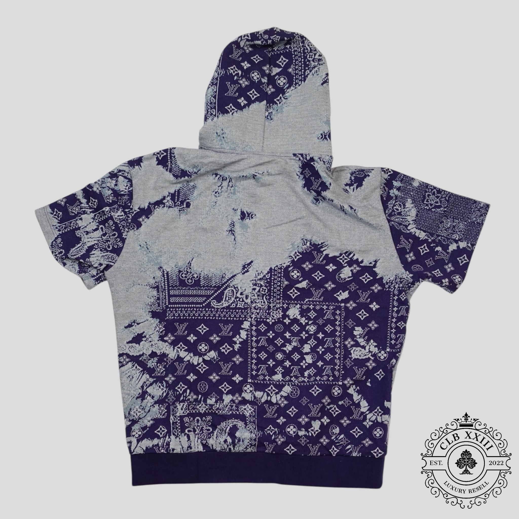 Louis Vuitton - Sweat à capuche à manches courtes Monogram Bandana bleu
