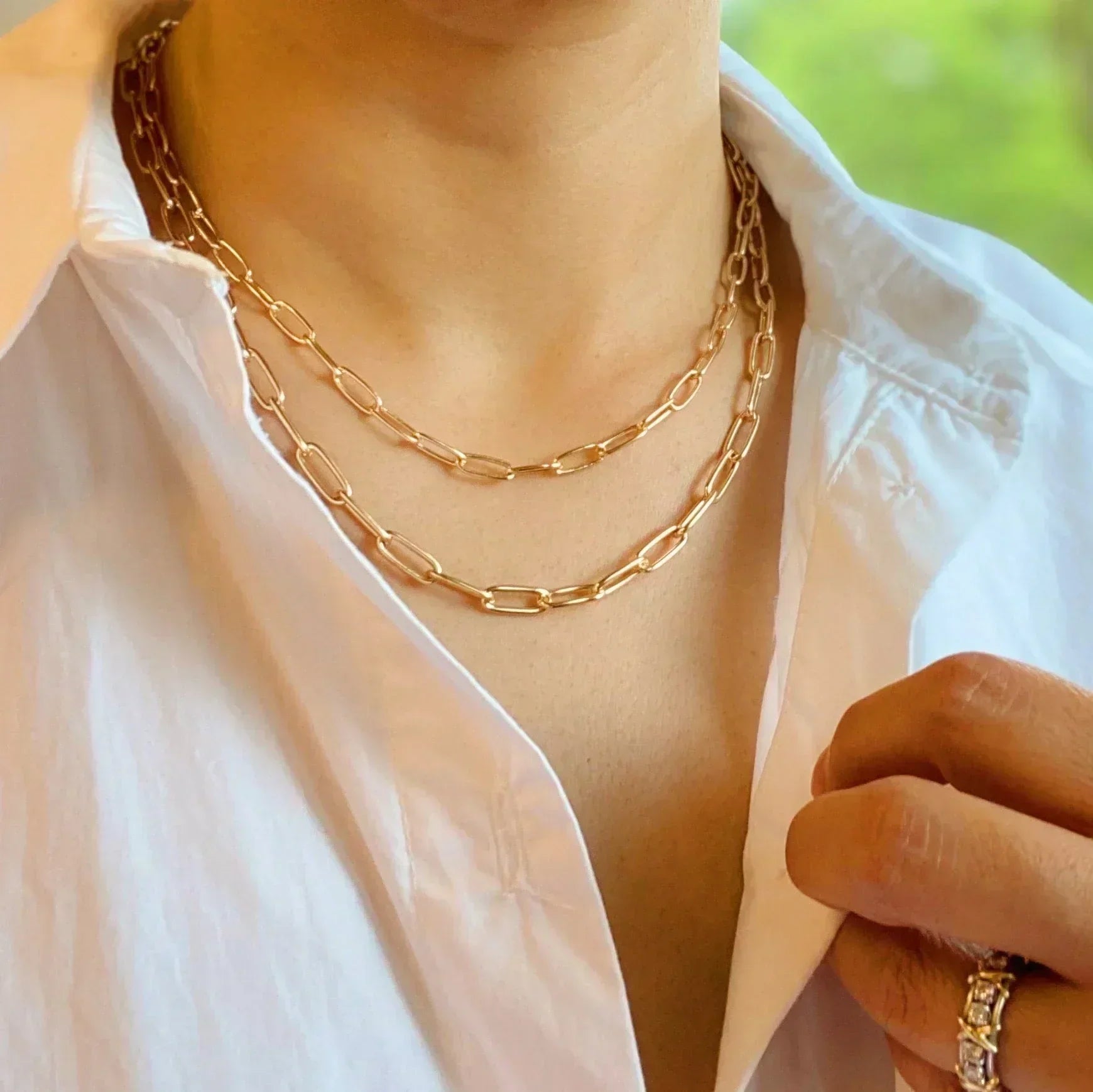 Collier à double chaîne en maille gourmette