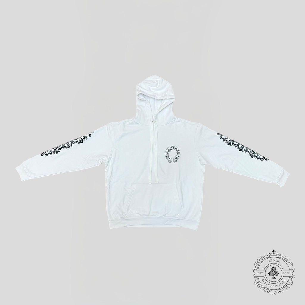 Sweat à capuche Chrome Hearts motif fer à cheval blanc