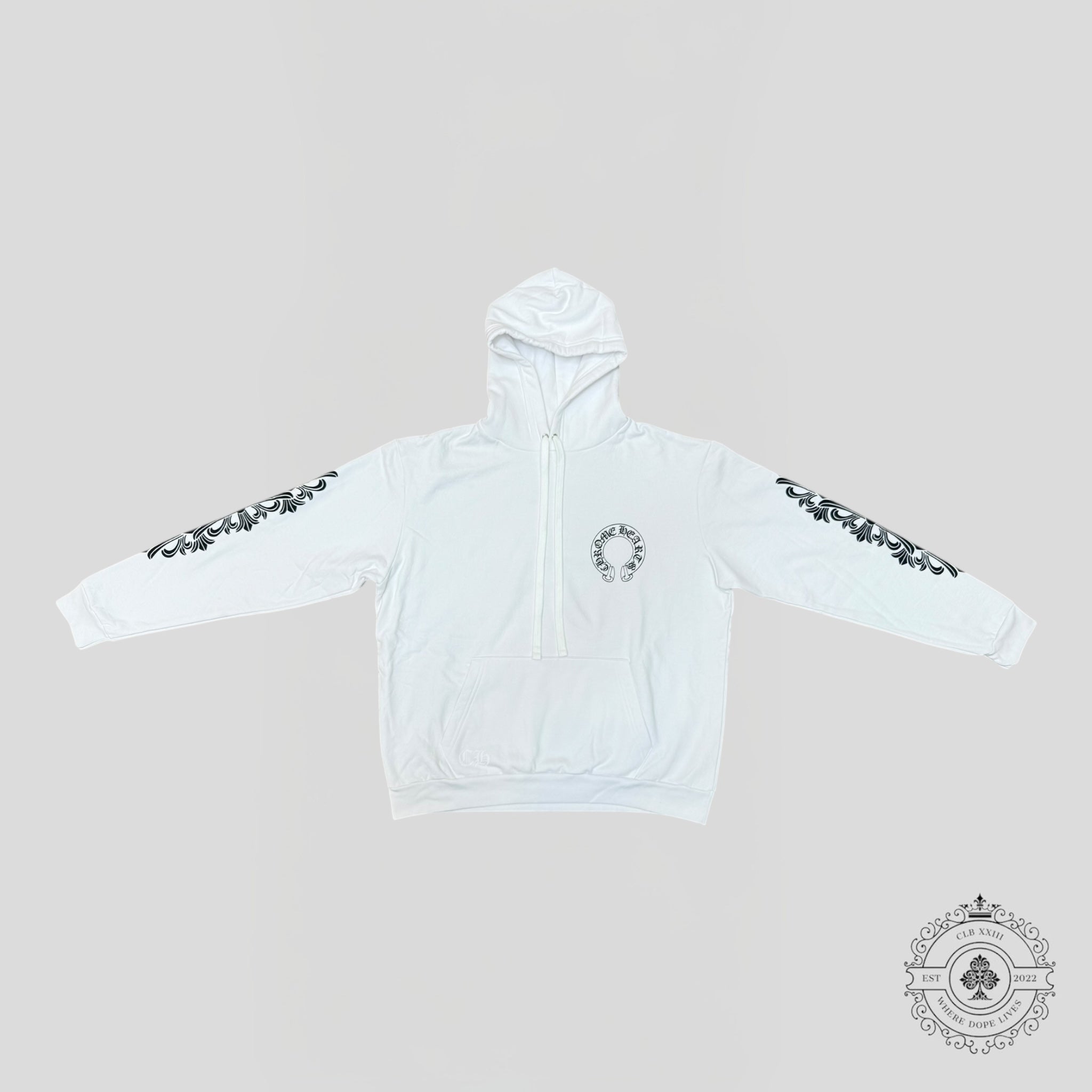 Sweat à capuche Chrome Hearts motif fer à cheval blanc