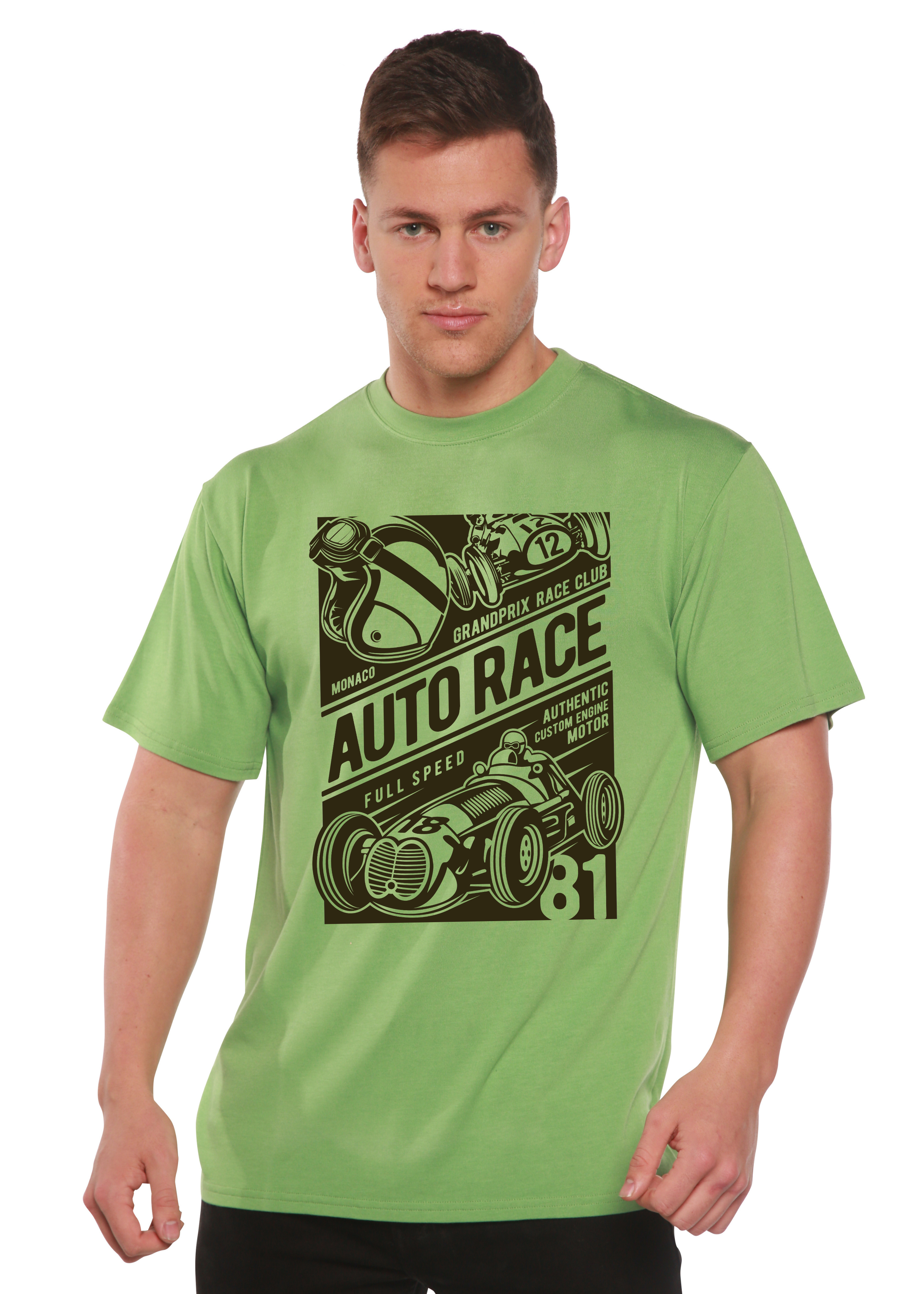 T-shirt graphique à manches courtes pour homme Auto Race en viscose de bambou/coton biologique
