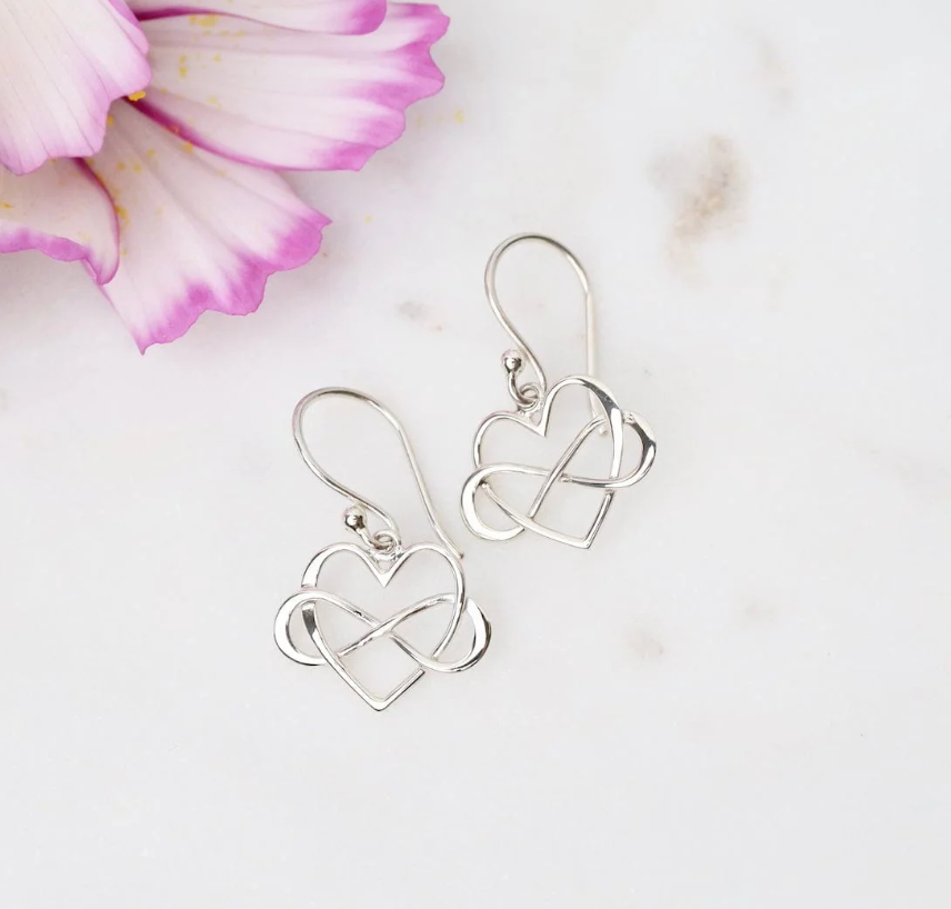 Boucles d'oreilles pendantes Cœur Infini – Métaux mélangés - Bronze et Argent Sterling