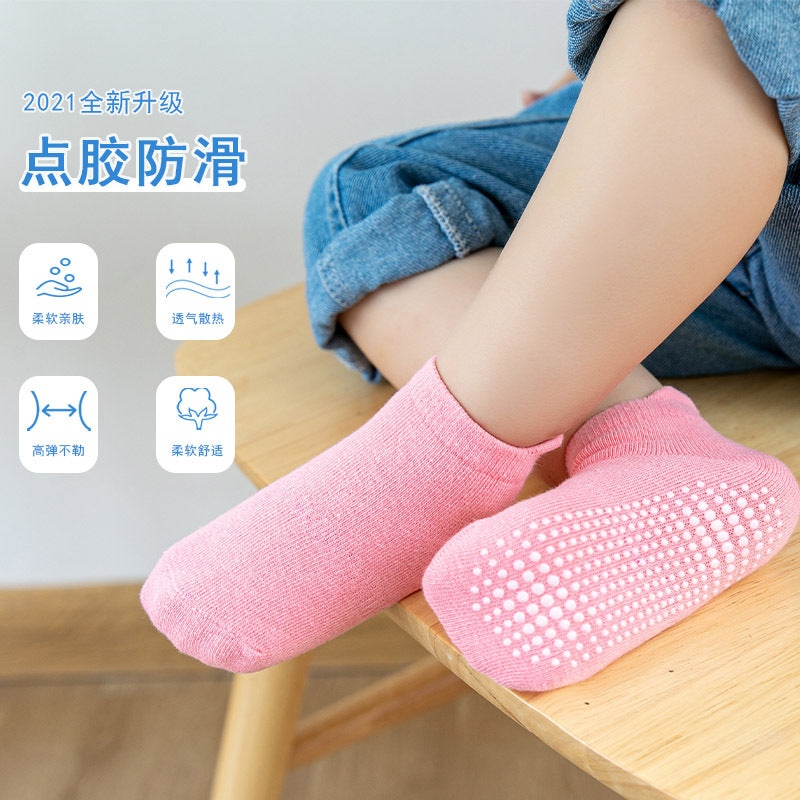 6 paires chaussettes courtes bateau antidérapantes en coton pour bébés garçons et filles