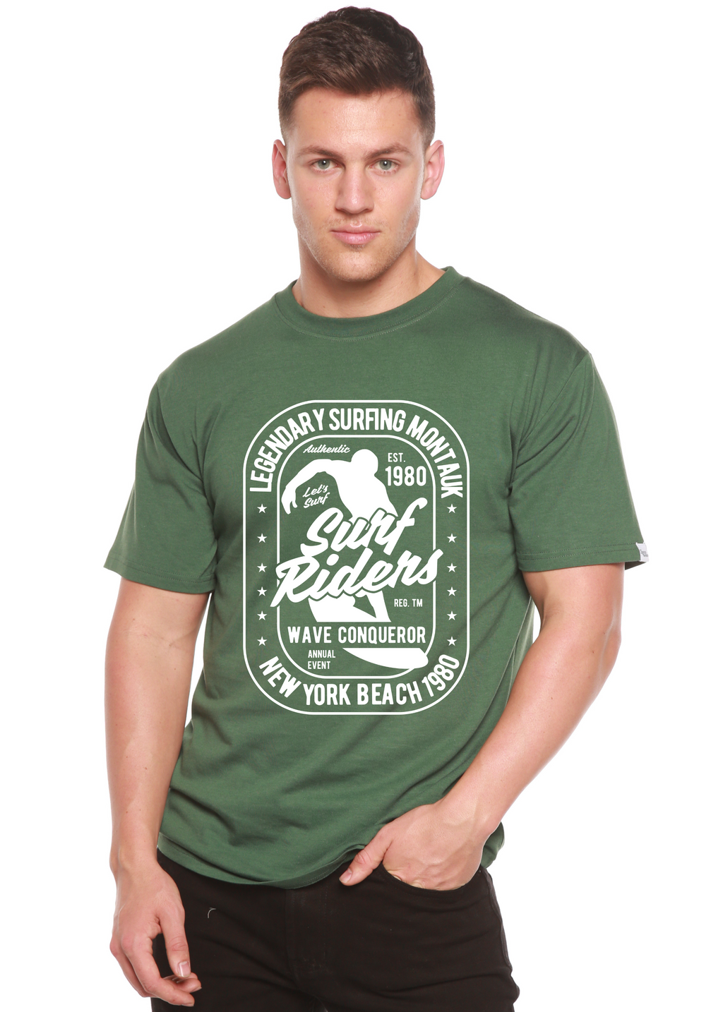 T-shirt à manches courtes et motif en bambou viscose et coton biologique pour homme Surf Rider Spun Bamboo®