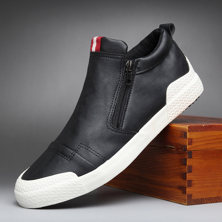 Bottes décontractées d'hiver chaudes pour homme, bottes de neige tendance, chaussures d'extérieur, baskets noires, chaussures de travail d'extérieur en cuir doublées chaudes antidérapantes pour homme