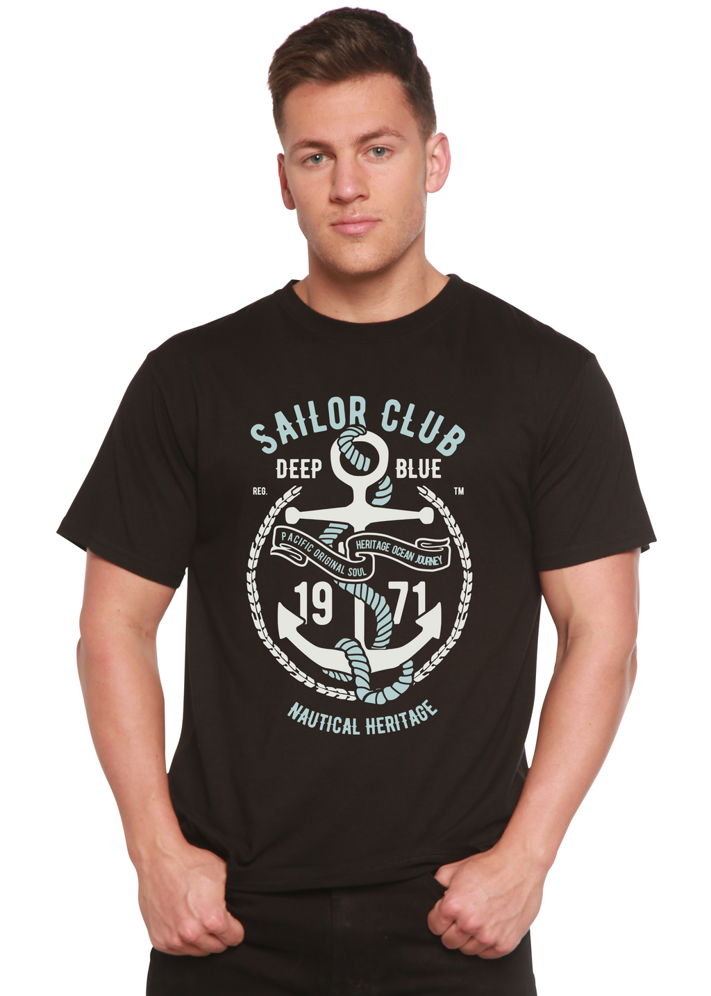 T-shirt graphique à manches courtes en viscose de bambou/coton bio Spun Bamboo® Sailor Club pour homme