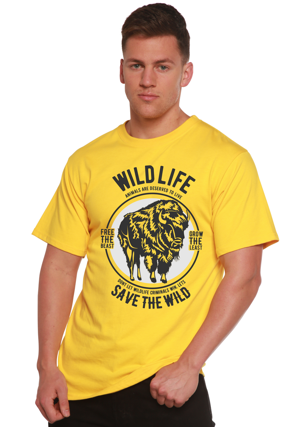T-shirt à manches courtes à motif en viscose de bambou/coton biologique Wild Life Spun Bamboo® pour homme