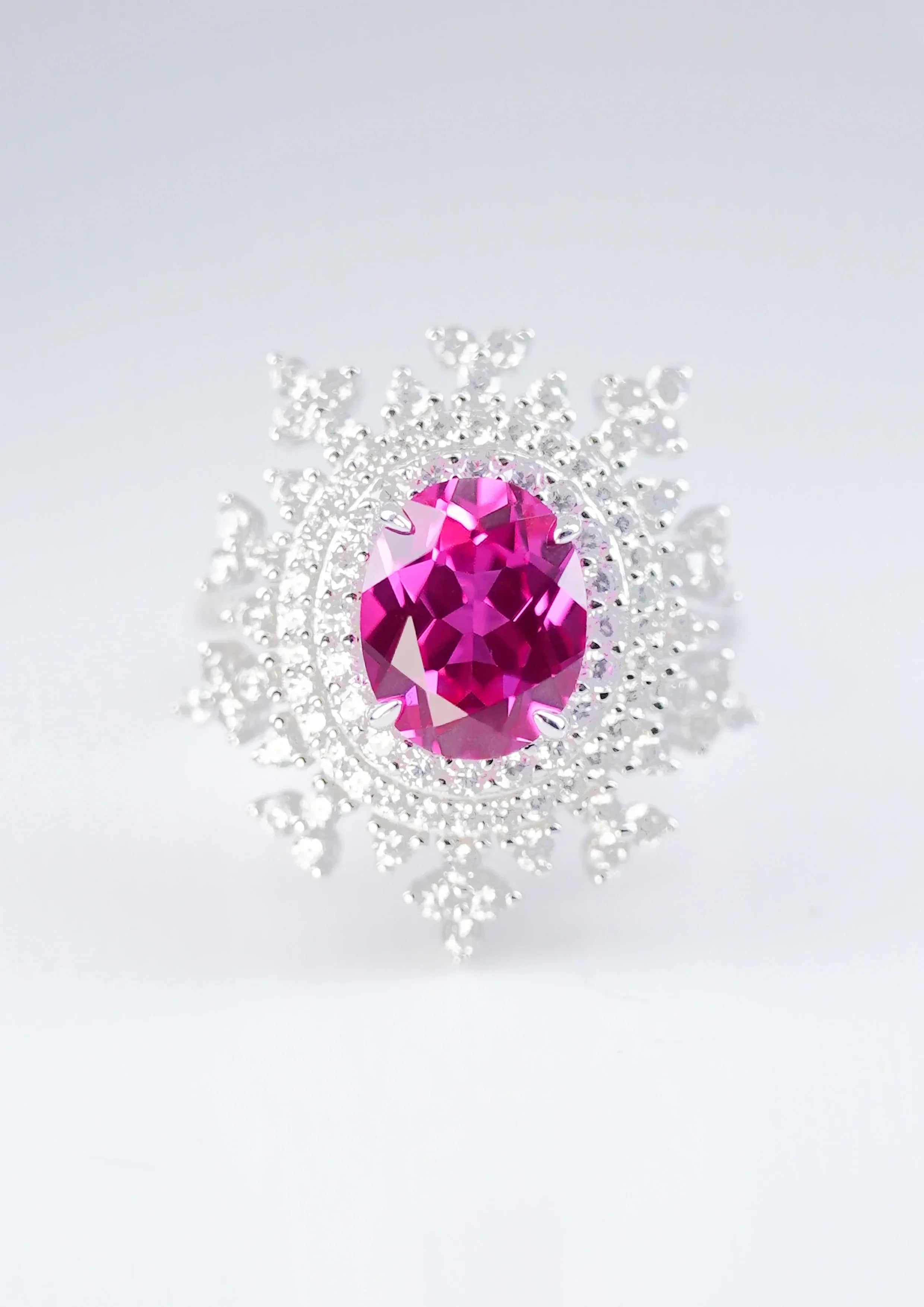 Bague exquise saphir rose - Flocon de neige rose