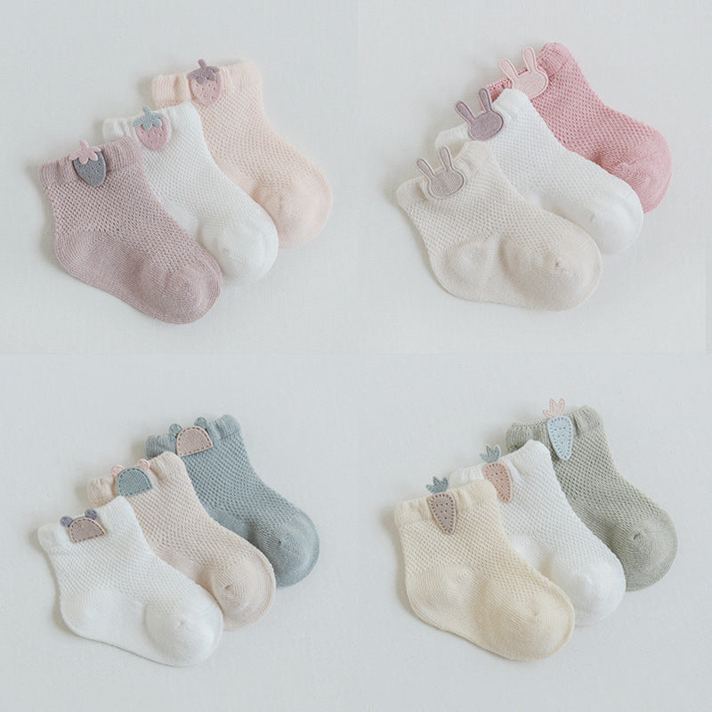 3 paires de chaussettes en coton élastique à motif de bonbons pour bébés garçons et filles
