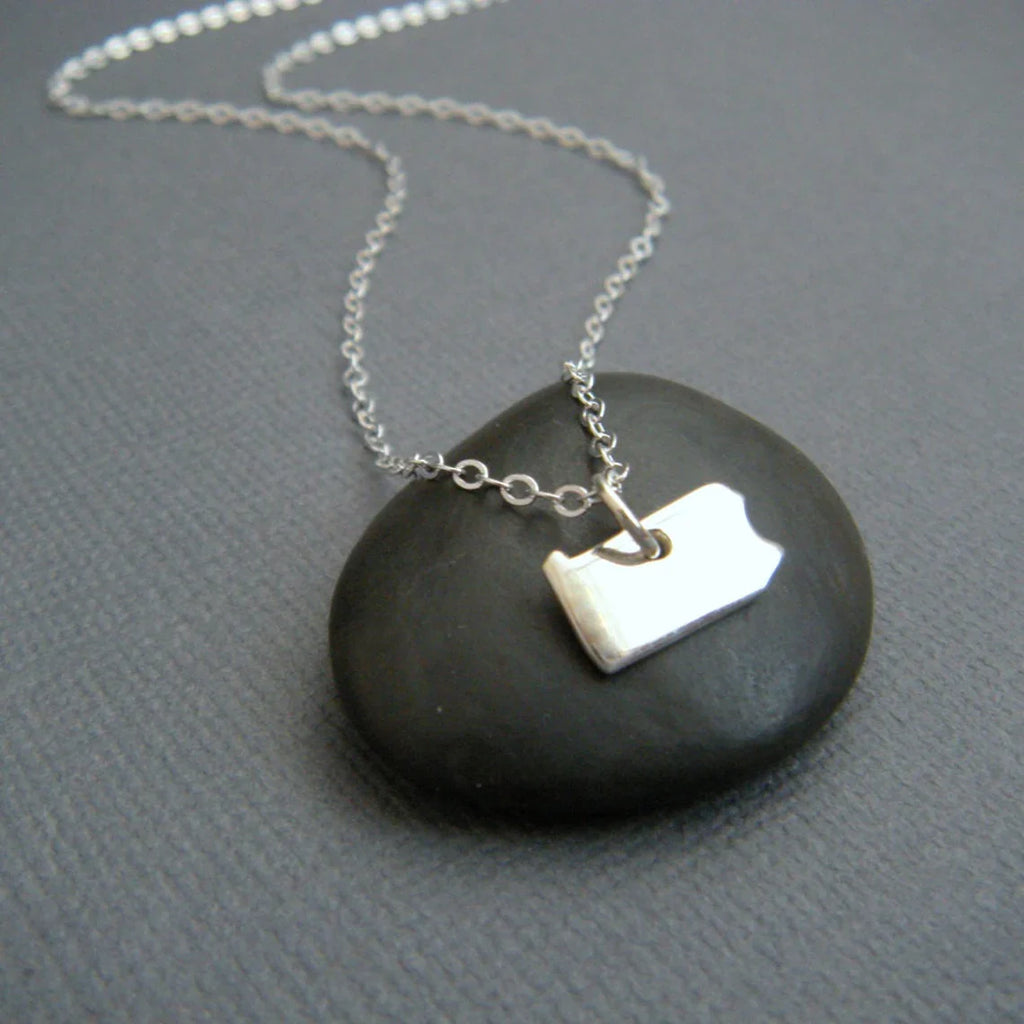 Tiny Pennsylvania State Necklace – Sterling Silver PA Charm on 16" Chain