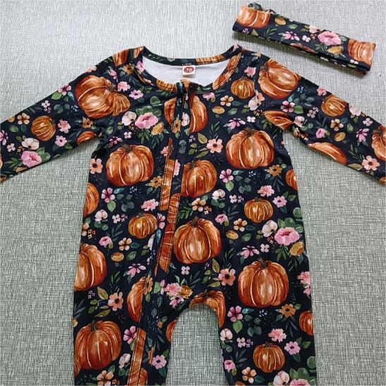 Bébé Filles Barboteuses Imprimé Floral Volants Simple Boutonnage Combinaison Bandeau Vêtements Tenues Pour Filles avec Nœud Imprimé Floral