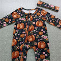 Bébé Filles Barboteuses Imprimé Floral Volants Simple Boutonnage Combinaison Bandeau Vêtements Tenues Pour Filles avec Nœud Imprimé Floral