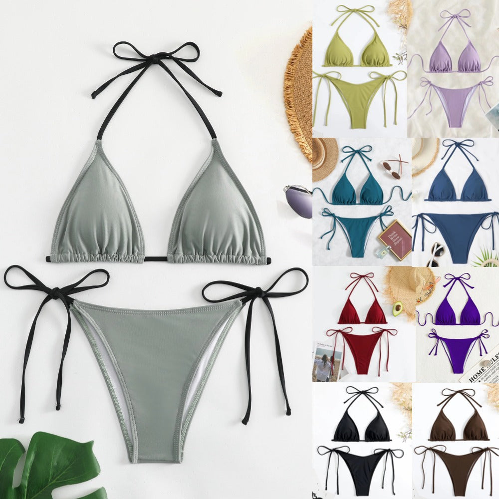 Maillots de bain femme Bandage Femme Triangle Maillots de bain 2 pièces Bikini Nœud Maillot de bain Ensembles de bikini Maillots de bain Bikinis Maillot de bain Push Up Maillot de bain Vêtements de plage d'été