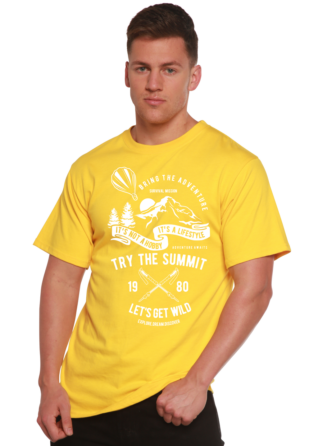 Essayez le T-shirt graphique à manches courtes en viscose de bambou/coton biologique Summit Spun Bamboo® pour homme