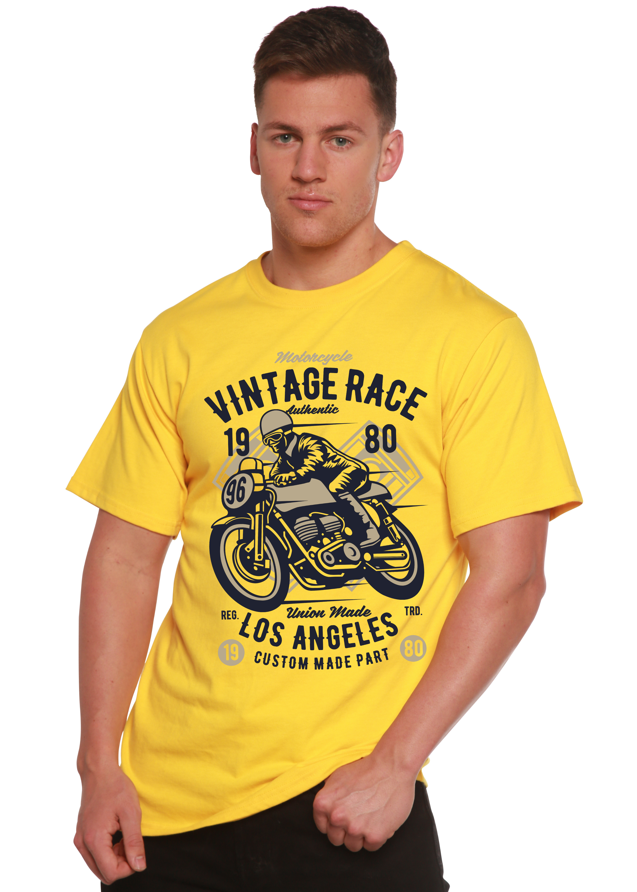 T-shirt graphique à manches courtes en bambou viscose/coton biologique Spun Bamboo® Vintage Race pour homme