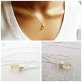 Collier Citrine Jaune - Pierre de Naissance de Novembre - Collier Gouttelette Délicate - Collier en Argent Sterling