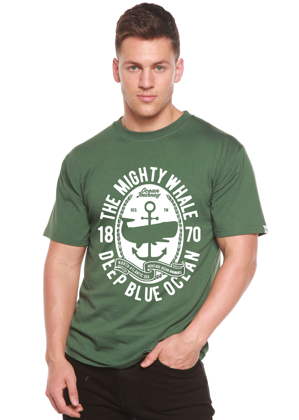 T-shirt à manches courtes Mighty Spun Bamboo® en viscose de bambou/coton biologique pour homme avec motif