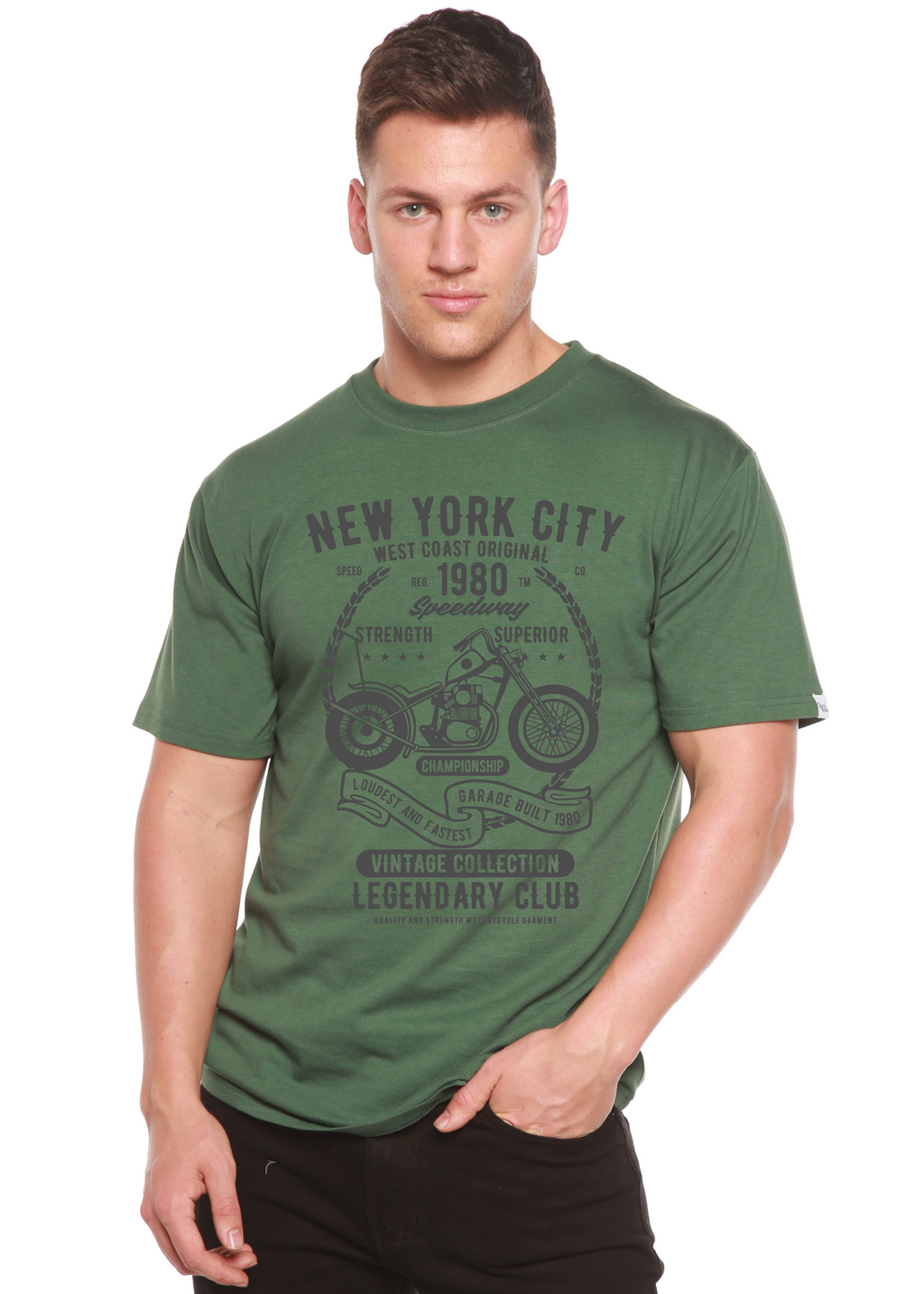 T-shirt graphique à manches courtes en viscose de bambou/coton biologique Spun Bamboo® pour hommes New York City