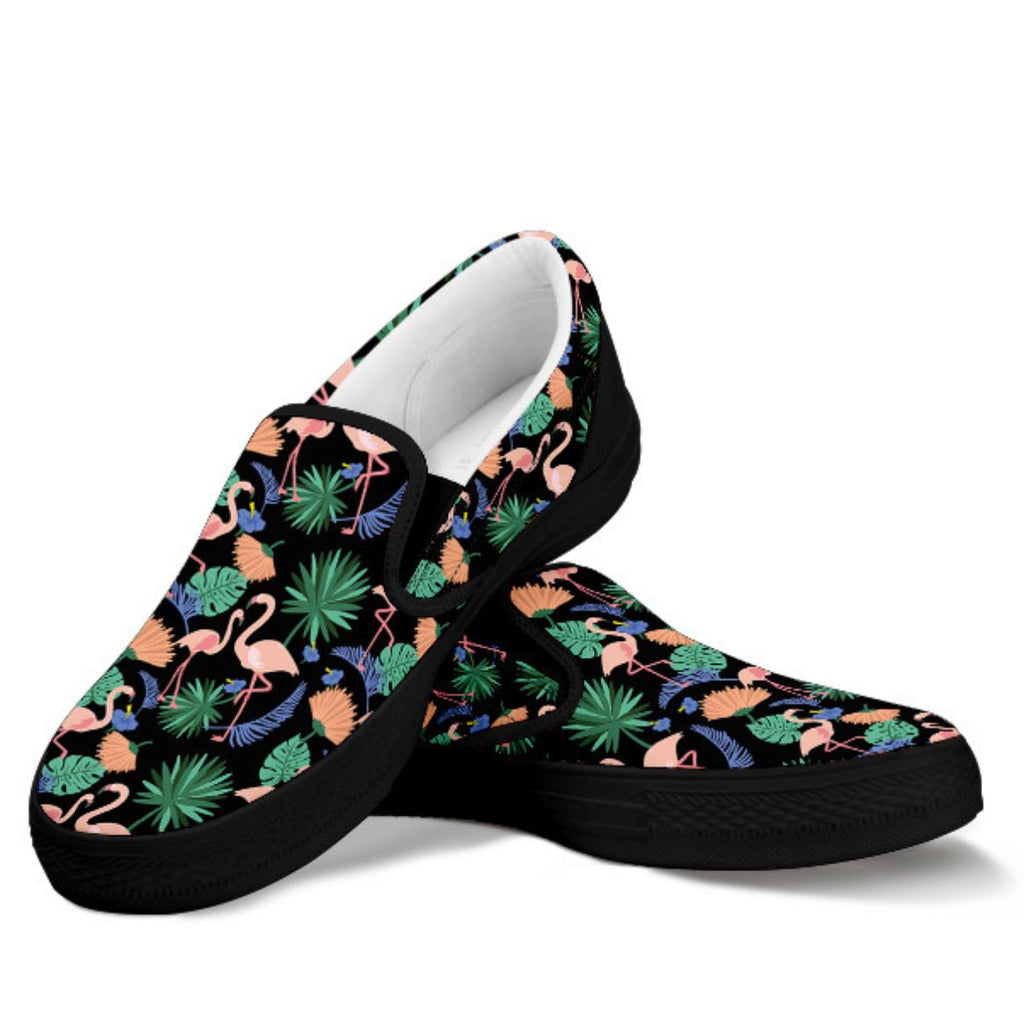 Mocassins fleuris exotiques flamant rose