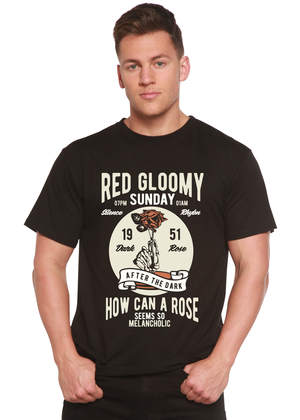 T-shirt à manches courtes Red Gloomy Spun Bamboo® en viscose de bambou et coton biologique pour homme