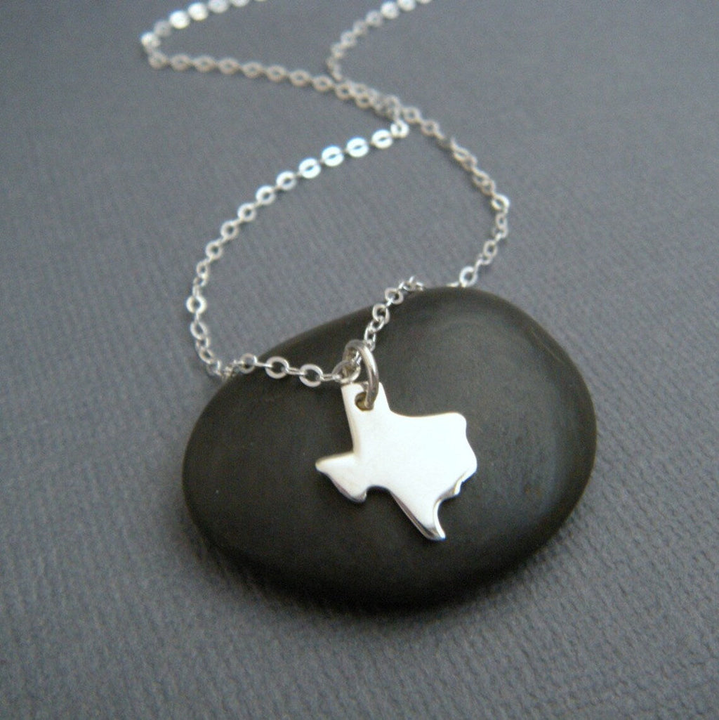 Tiny Texas State Necklace – Solid Sterling Silver TX Charm on 16" Chain