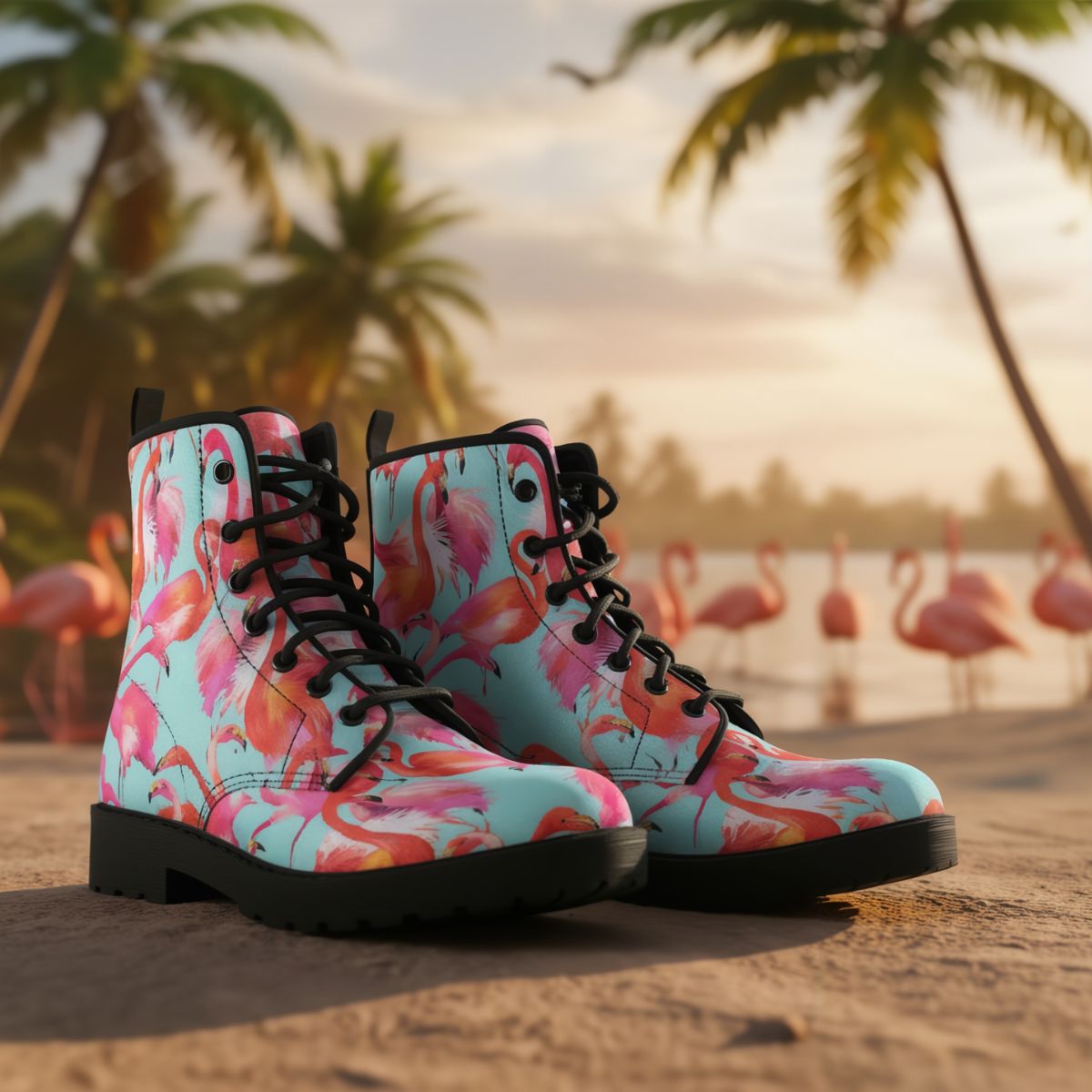 Bottes en cuir Flamant rose