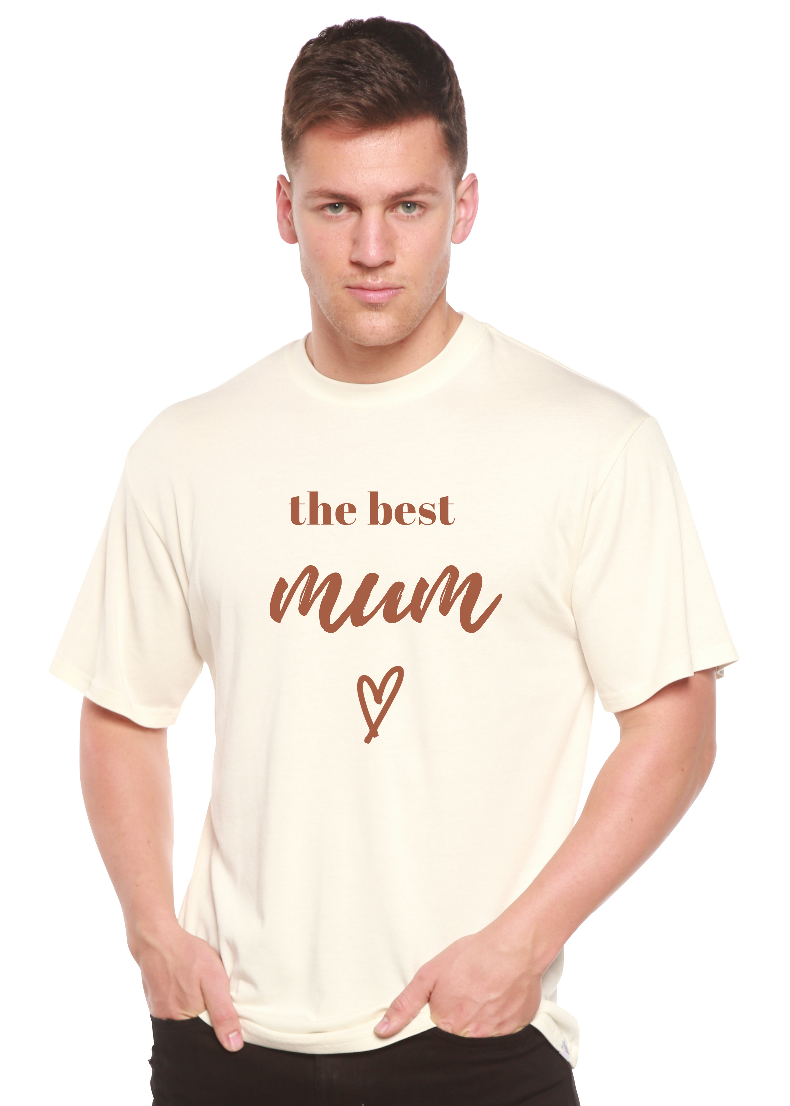 T-shirt unisexe en bambou-viscose/coton biologique à manches courtes avec motif "The Best Mum"