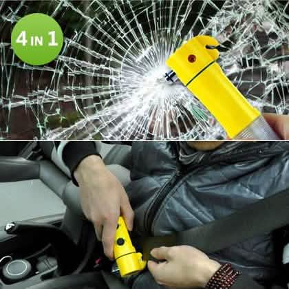 Marteau d'urgence multifonction 4 en 1 pour voiture