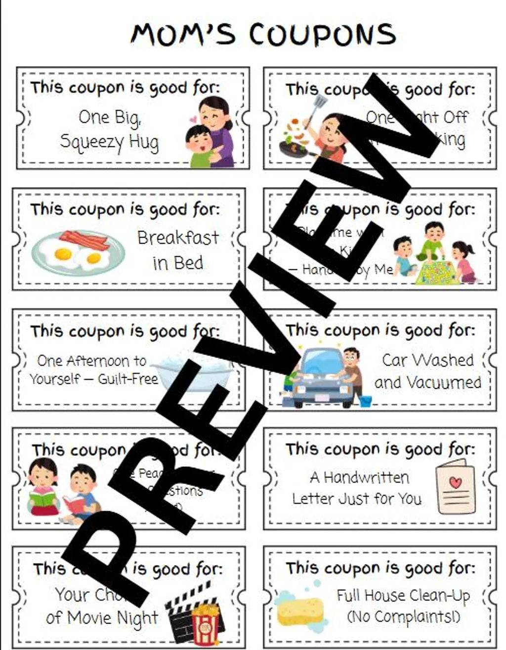 DIY Mom's Coupon Book – Printable Gift from Kids