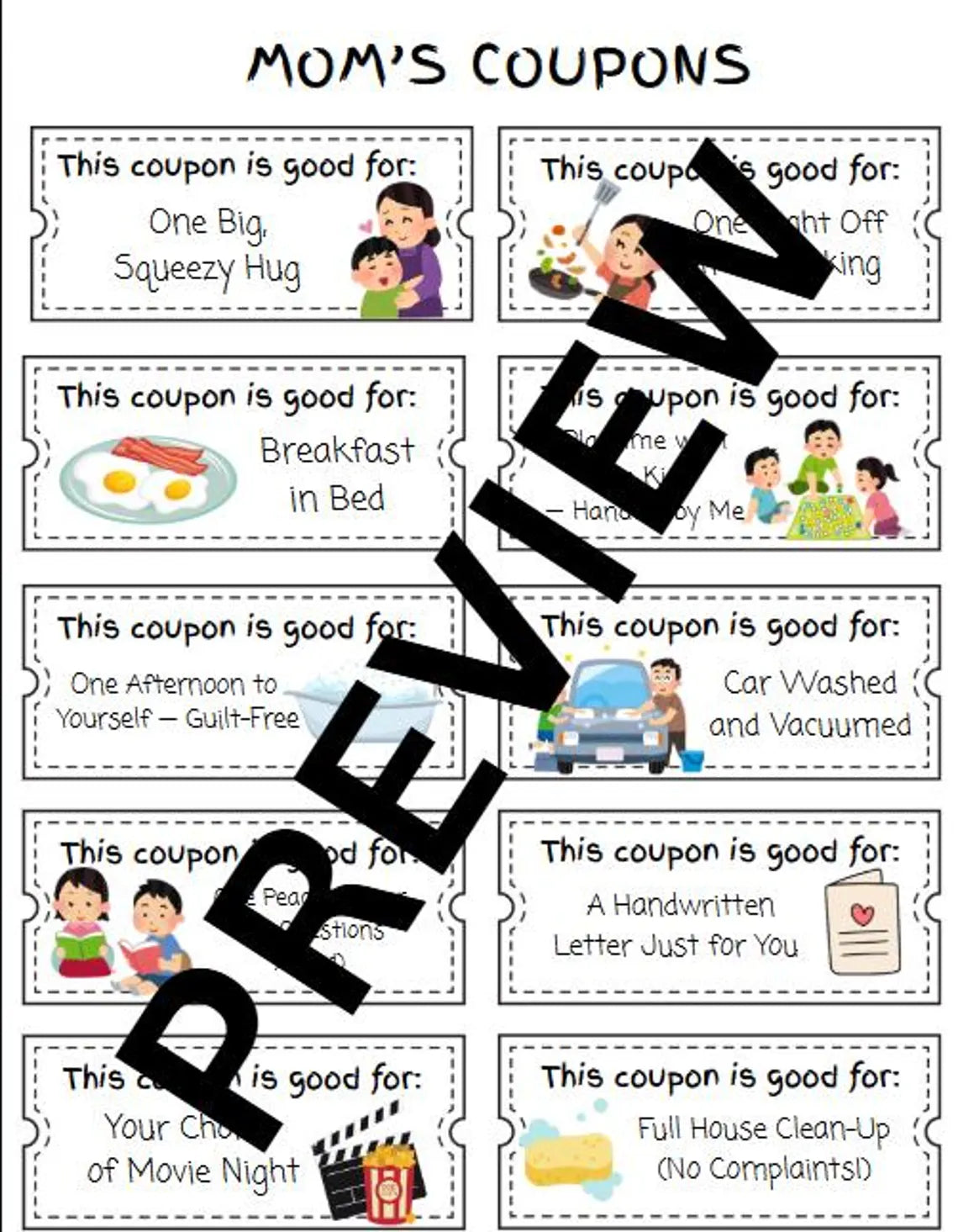 DIY Mom's Coupon Book – Printable Gift from Kids