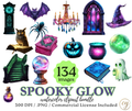 Lot de Cliparts Aquarelle Effrayants Lumineux – 134 PNG, 300 DPI, Licence Commerciale
