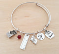 Bracelet personnalisé pour enseignant – Jonc ajustable avec pierre de naissance et initiale