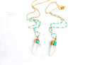Long collier chaîne de perles en quartz cristal turquoise