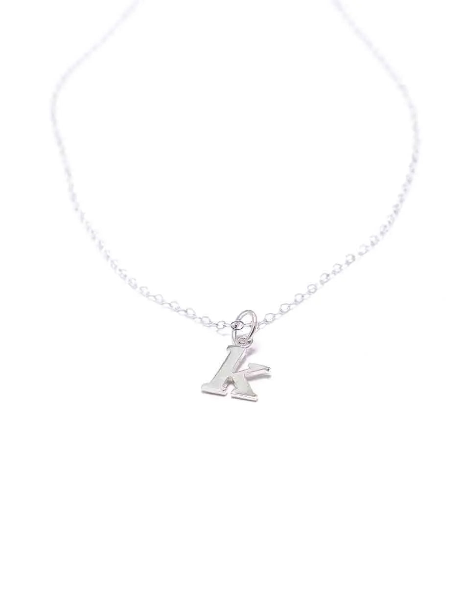 Tiny Typewriter Initial Necklace – Choose Your Letter, Sterling Silver Charm on 16" Chain