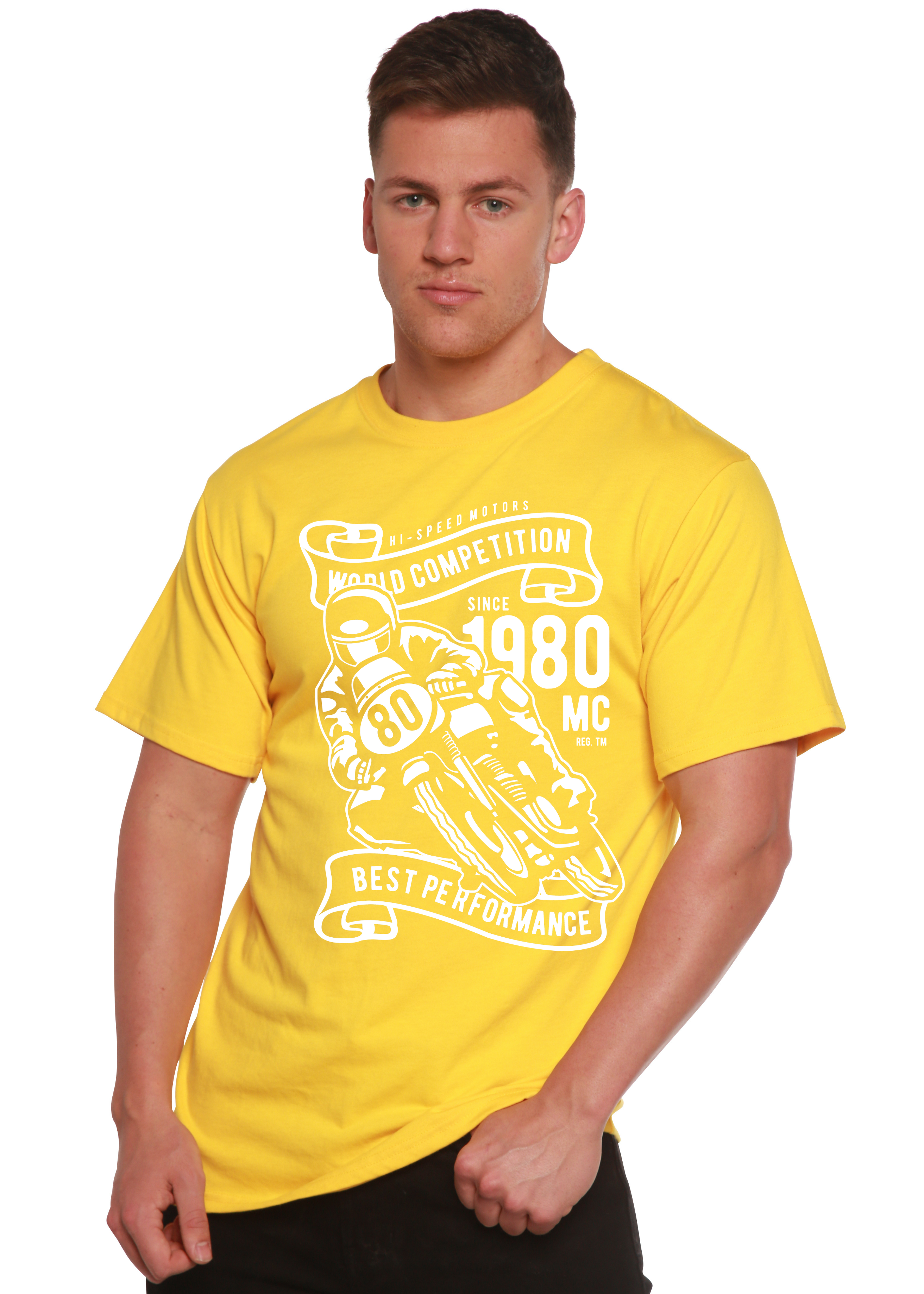 T-shirt graphique à manches courtes en bambou viscose/coton biologique pour homme - Compétition mondiale