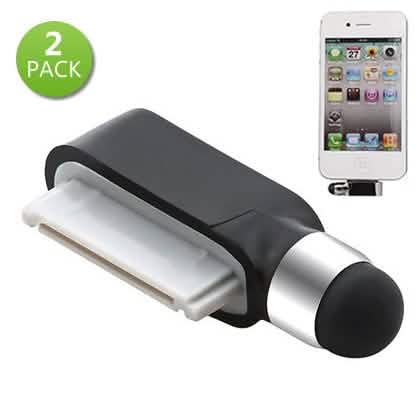 Lot de 2 : Capuchons anti-poussière mini stylet 2-en-1 pour iPhone et iPad