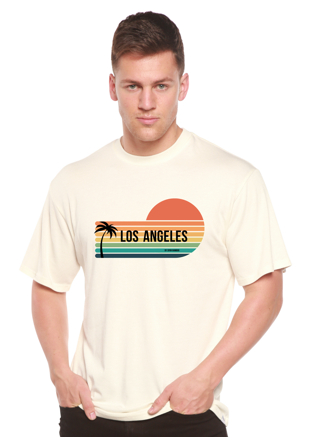 T-shirt unisexe à manches courtes à motif Los Angeles Spun Bamboo en viscose de bambou/coton biologique