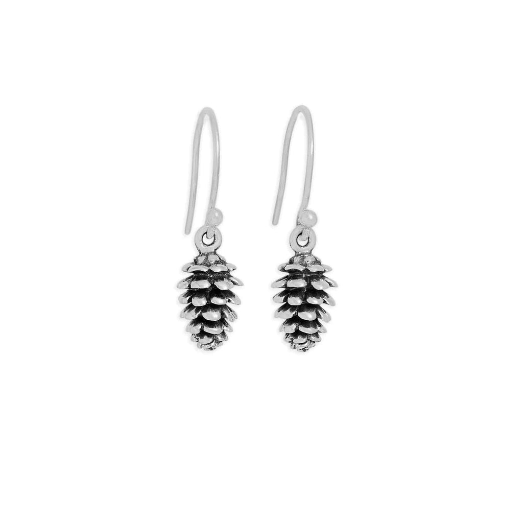 Boucles d'oreilles pendantes cônes de pin en argent sterling – Bijoux inspirés de la nature