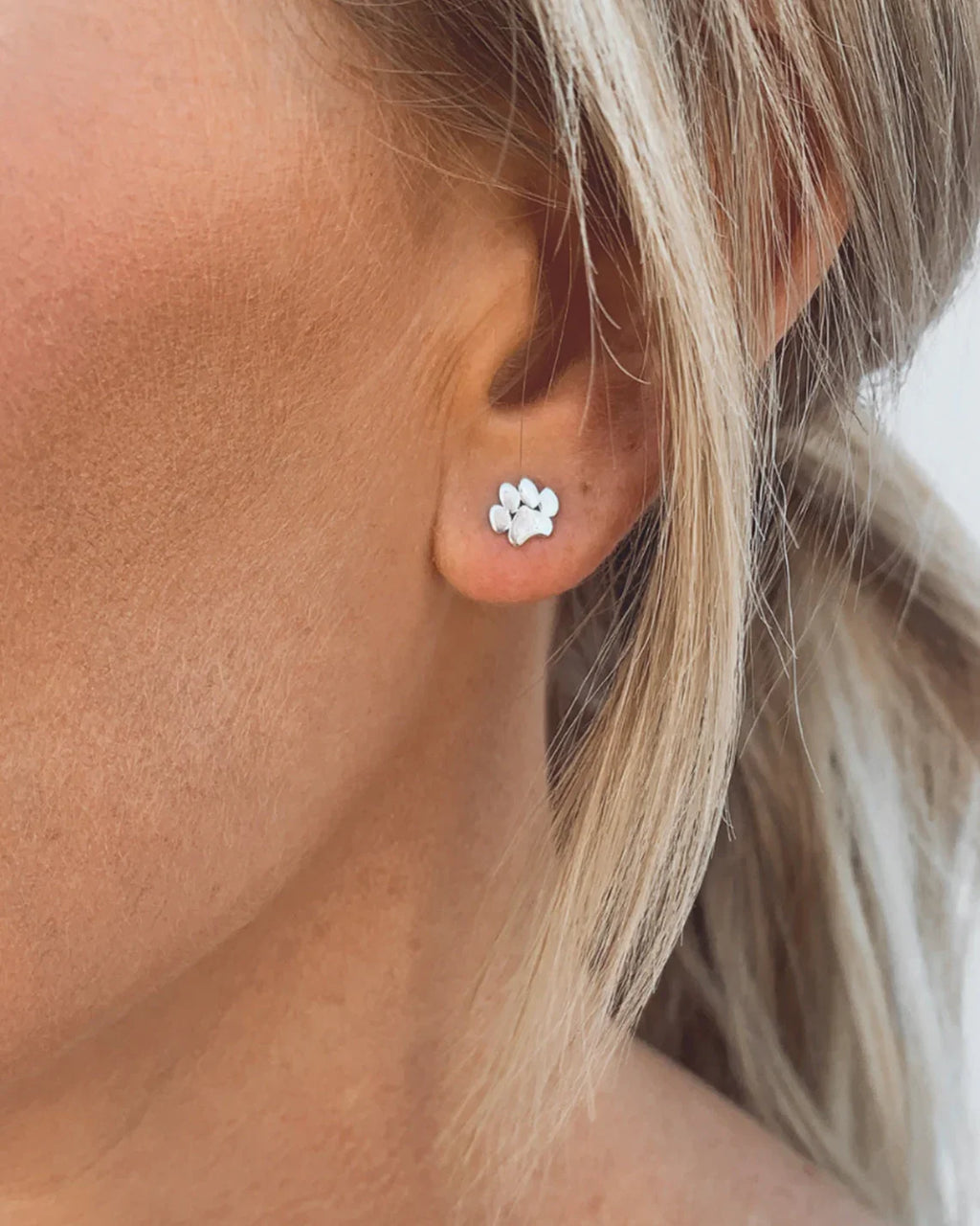 Puces d'oreilles patte en argent sterling – Cadeau bijoux chien pour amoureux des animaux