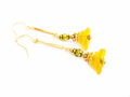 Boucles d'oreilles pendantes perlées en verre Fleur d'oranger - Boucles d'oreilles dorées - Boucles d'oreilles fleurs