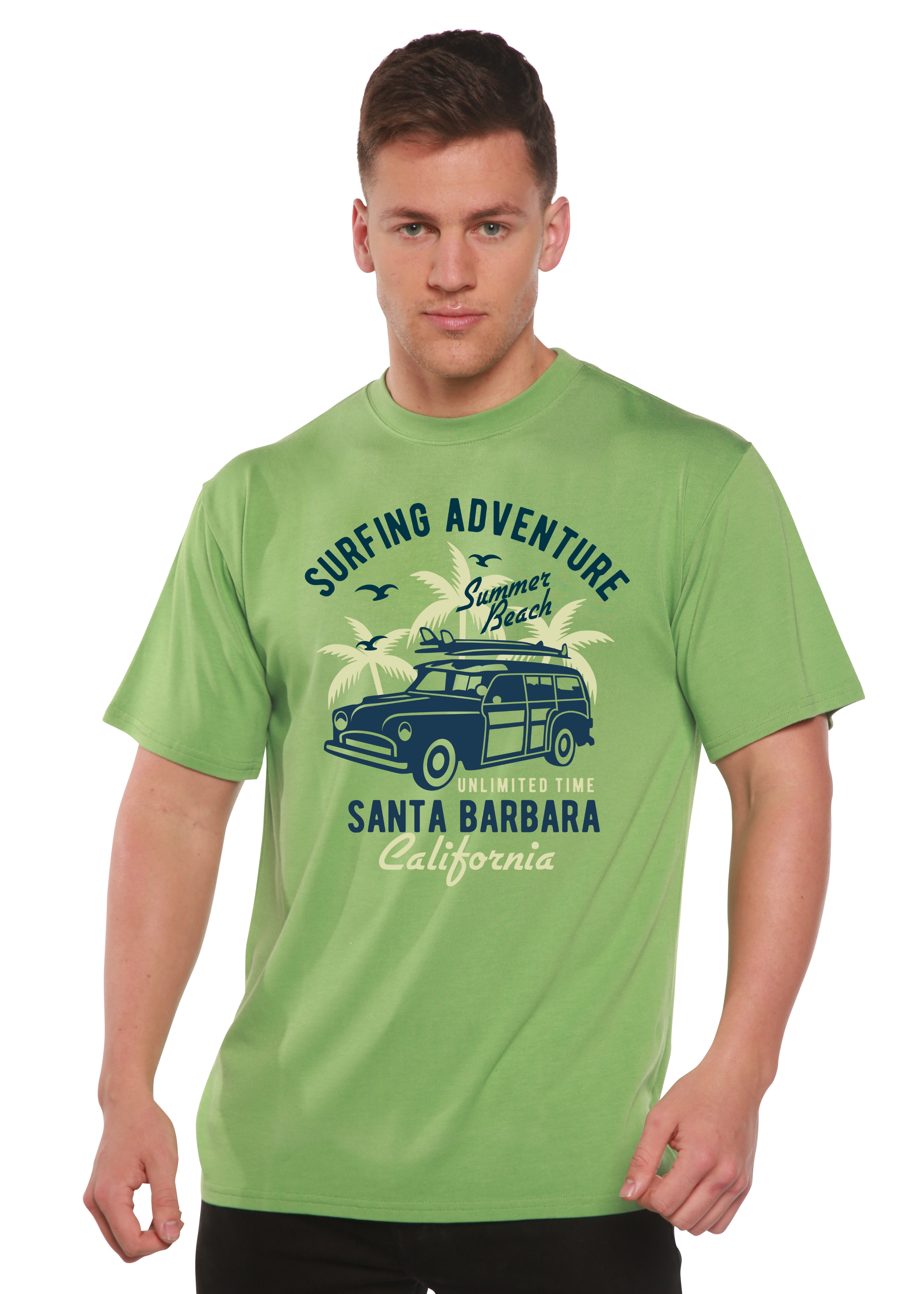 T-shirt graphique à manches courtes pour homme en viscose de bambou/coton biologique Surfing Adventure Spun Bamboo®