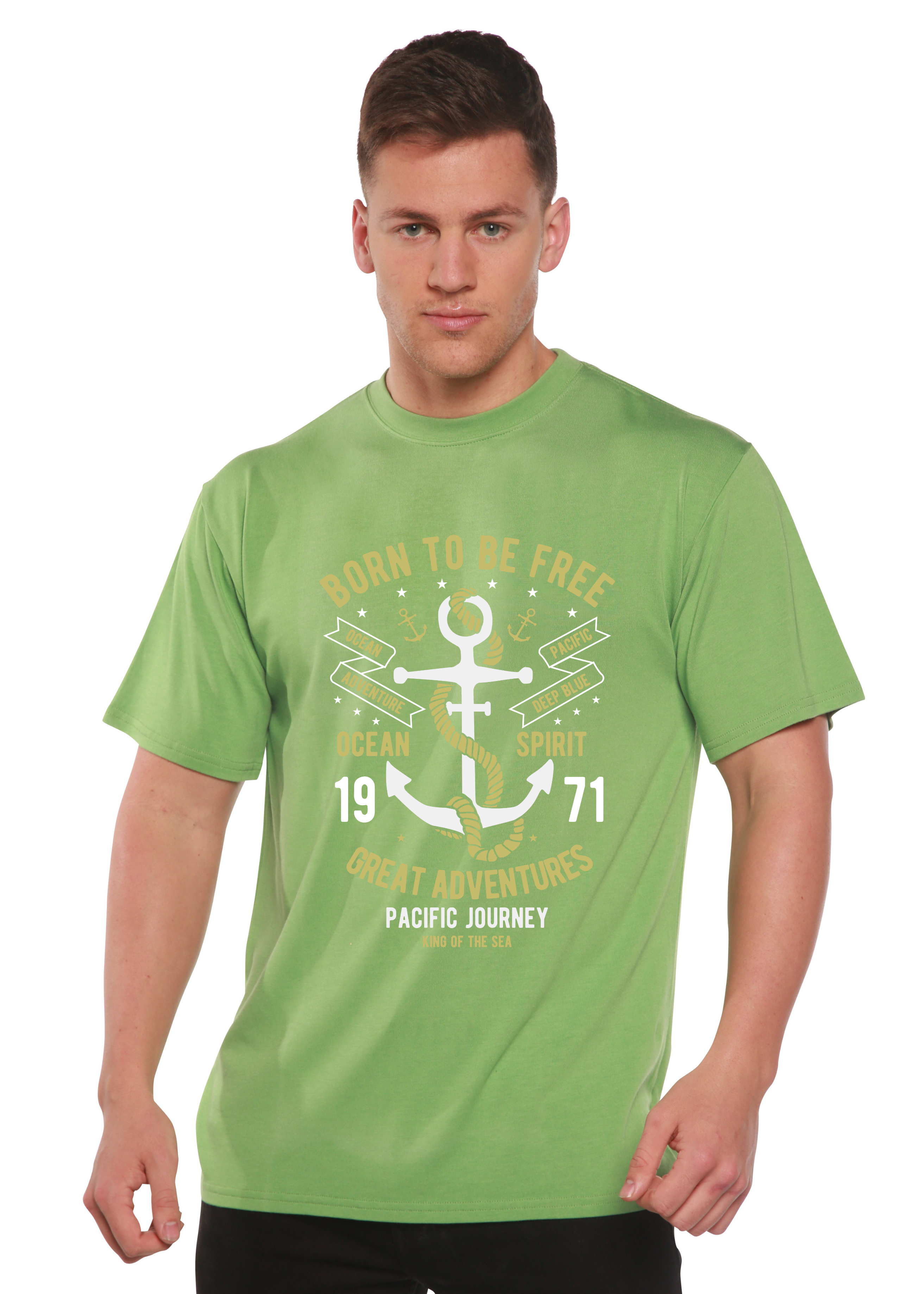 T-shirt graphique à manches courtes en bambou-viscose/coton biologique « Born To Be Free » pour homme