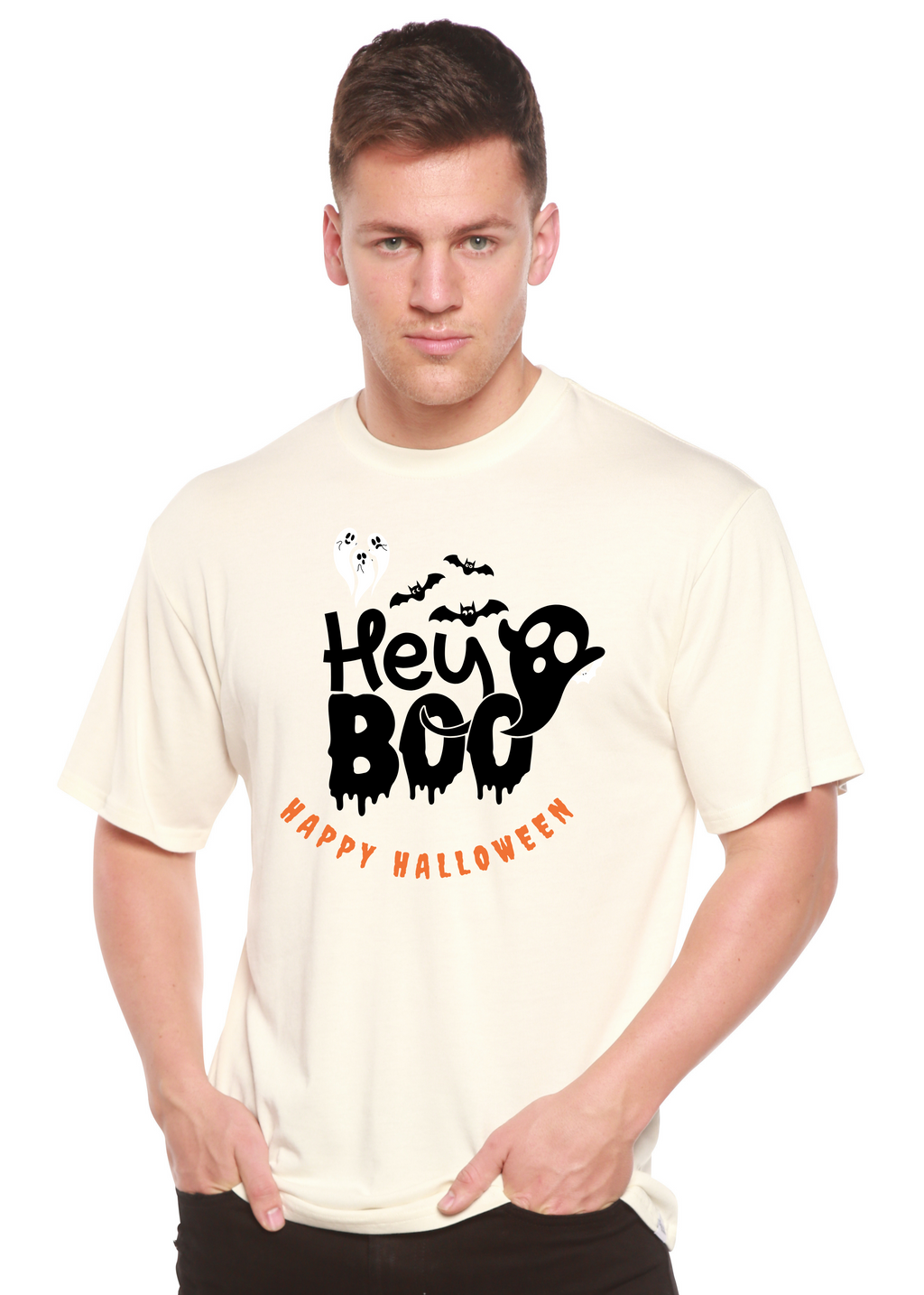 T-shirt graphique à manches courtes pour homme en viscose de bambou et coton biologique Hey Boo