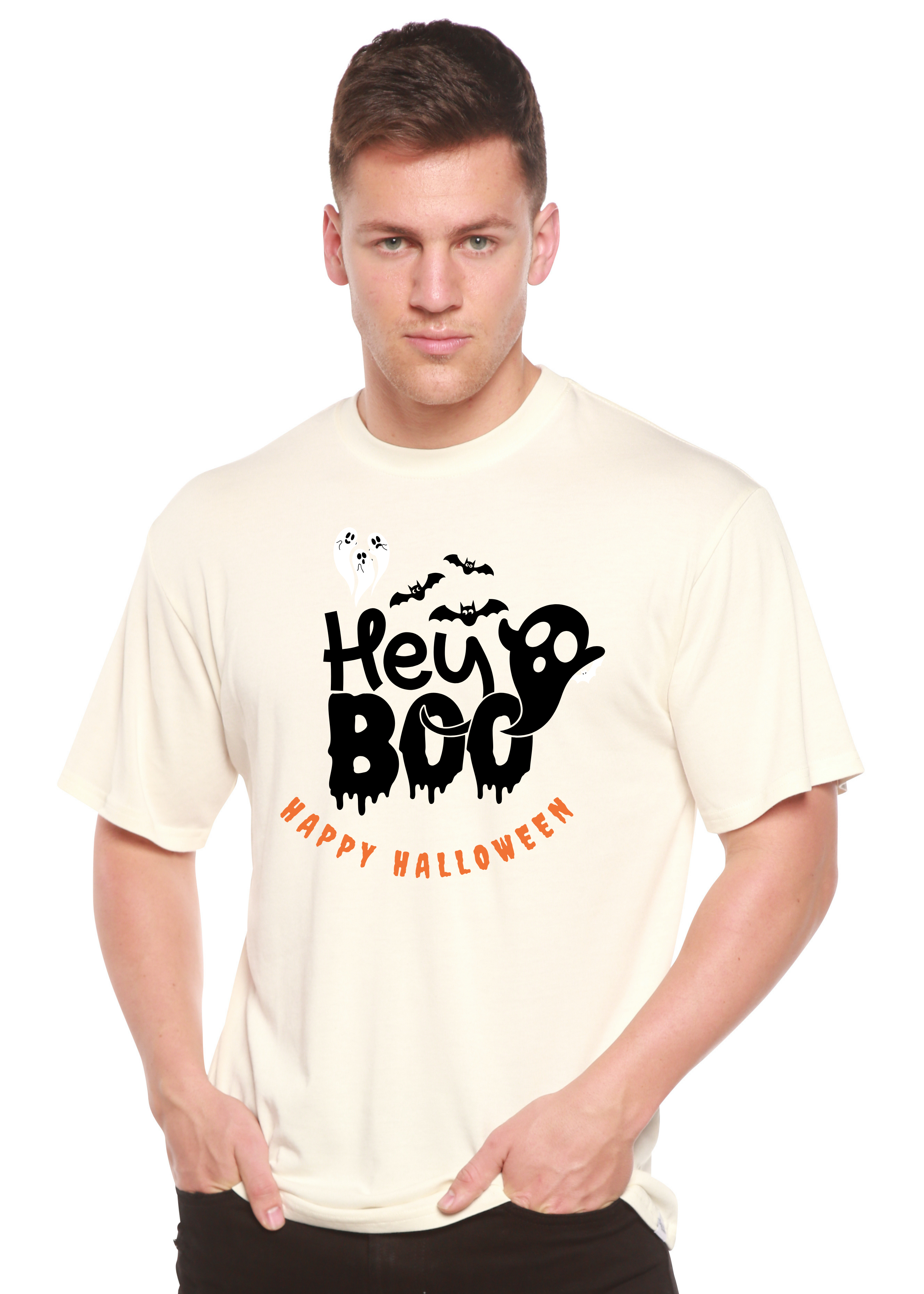 T-shirt graphique à manches courtes pour homme en viscose de bambou et coton biologique Hey Boo