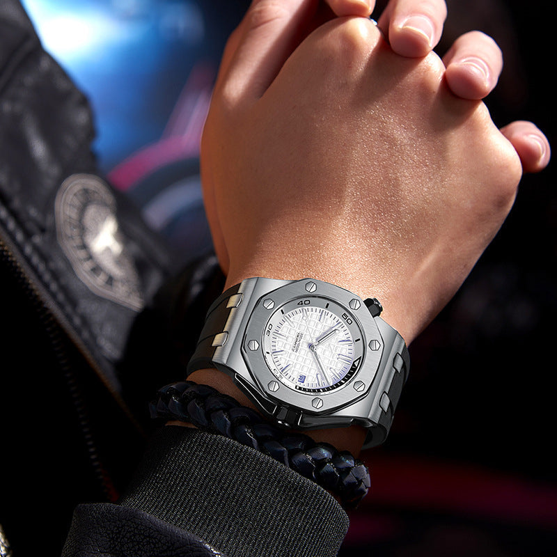 Montre de luxe en acier inoxydable à quartz pour hommes, style militaire, décontractée et tendance, excellente montre-bracelet