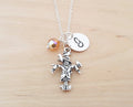 Personalized Scarecrow Necklace – Sterling Silver Chain with Birthstone & Initial
