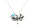 Personalized Dragonfly Necklace – Sterling Silver Chain with Birthstone & Initial