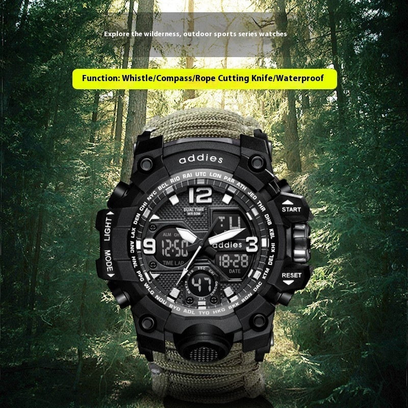 Montre de survie militaire pour homme avec boussole/sifflet/grattoir/étanche 30M, style G pour hommes, montre de sport antichoc Relogio Masculino