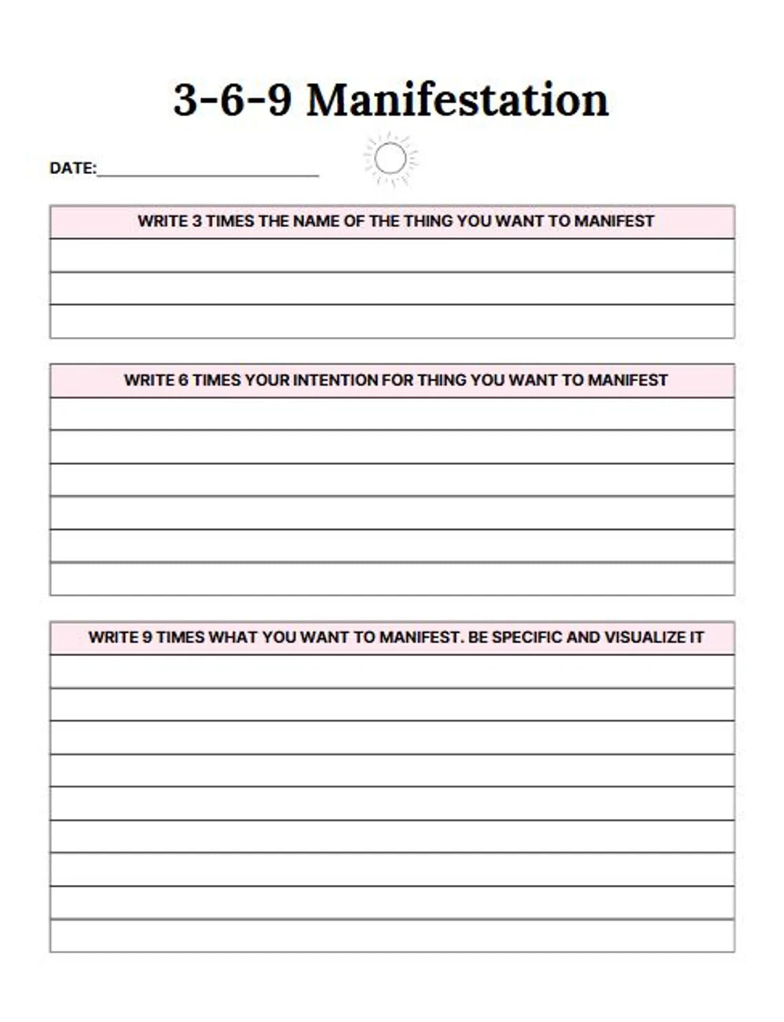 Law of Attraction Planner | 70 Pages | Printable & Editable